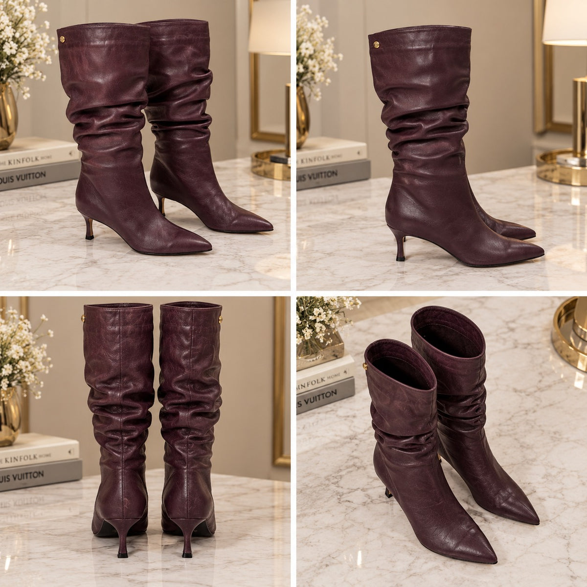 BOTA EN CUERO EN TACON PUNTILLA
